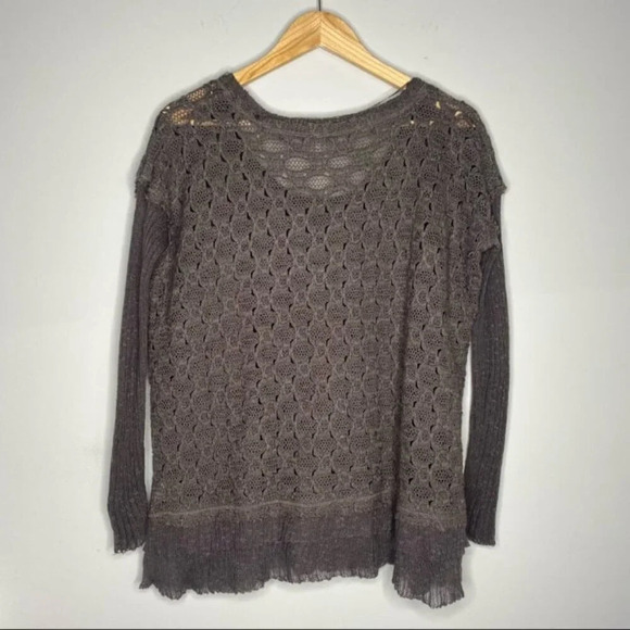 Free People Windows To My Soul Open Knit Sweater Brown Size XS - Picture 7 of 9